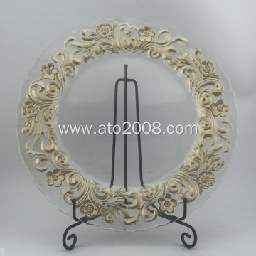 13 inch Glass Charger Plate With Gold Rim
